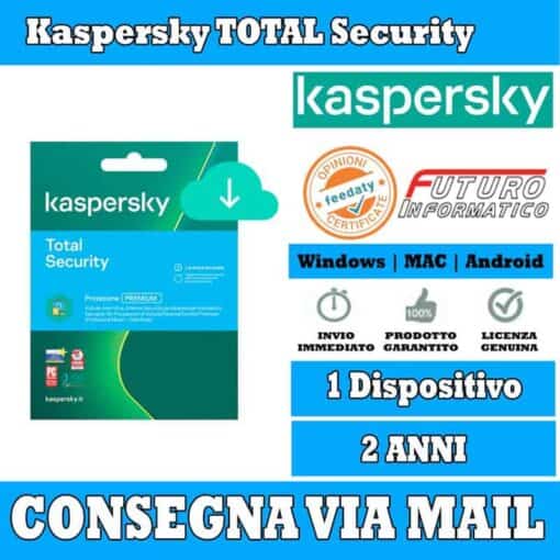 Kaspersky total Security 1 computer 2 Anni