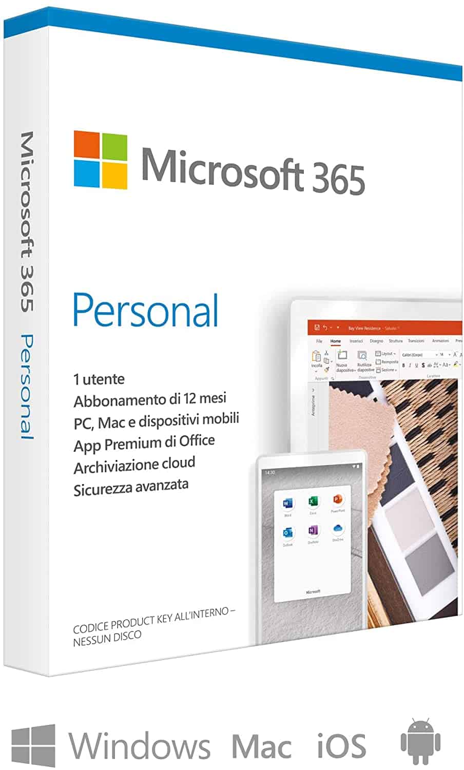 Microsoft 365 Personal, 1Utente 1 anno, Incl. Word, Excel, Powerpoint,  Outlook, Aggiornamenti
